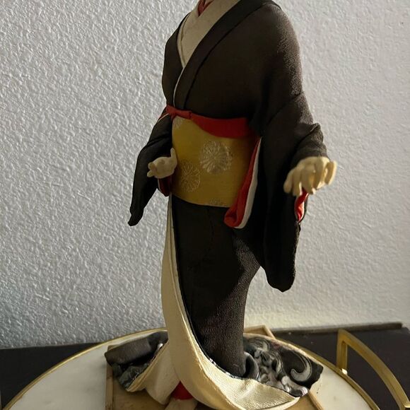 Vintage Geisha Doll Japanese Red Yellow Obi Sash Brown Tan Kimono 15.5” 70’s EUC - Picture 4 of 9